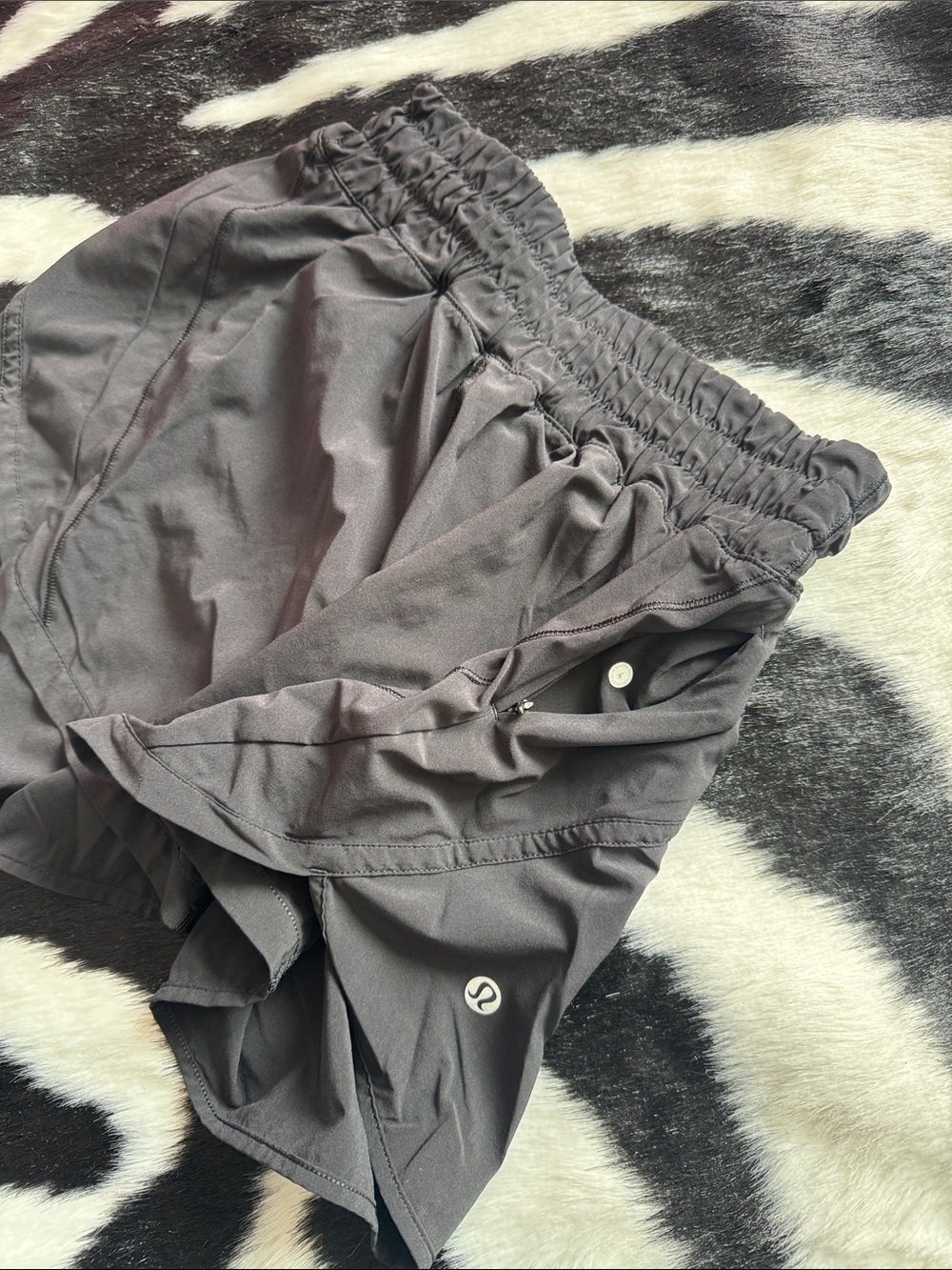 lululemon athletica Women's Charcoal Gray Running Shorts - Picture 3 of 3